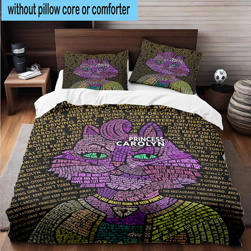 3PCS Pink Cat Man Horse 3pcs Bedding,Including 3PCS Duvet Cover And 2pcs Pillowcases Perfect for Christmas,Ideal for Bedroom, Dormitory