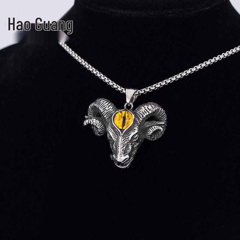 

Colorful Titanium Steel Bull Head Pendant Necklace - Retro Hip-Hop Style жёлтый