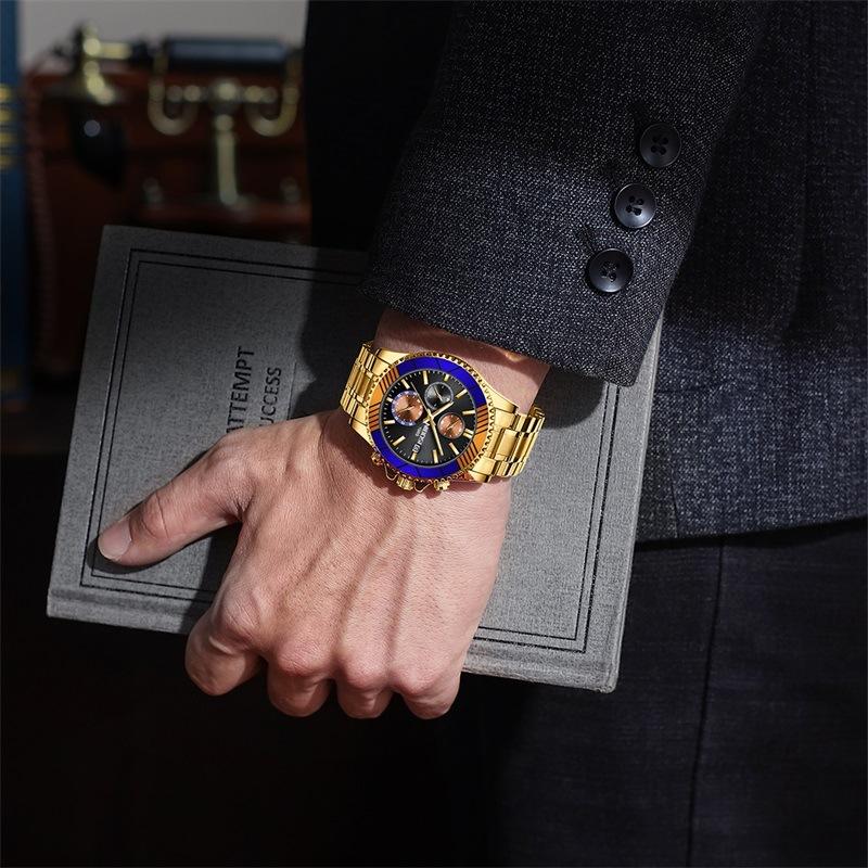 New Fashion Classic Men'S Watch, Luminous Waterproof Multi-Function Chronograph Sports Quartz Watch