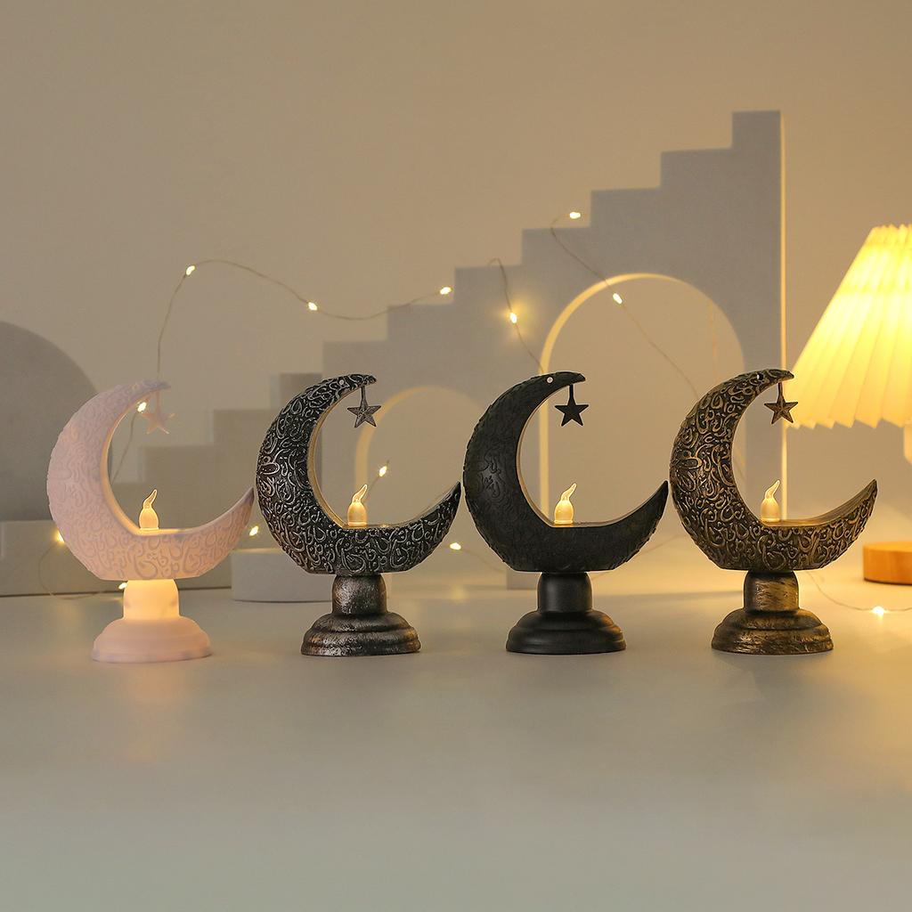 LED Moon Star Candlestick Ramadan Home Decor Candle Light Islamic Muslim Festival Party Decoration Eid Supplies 2026