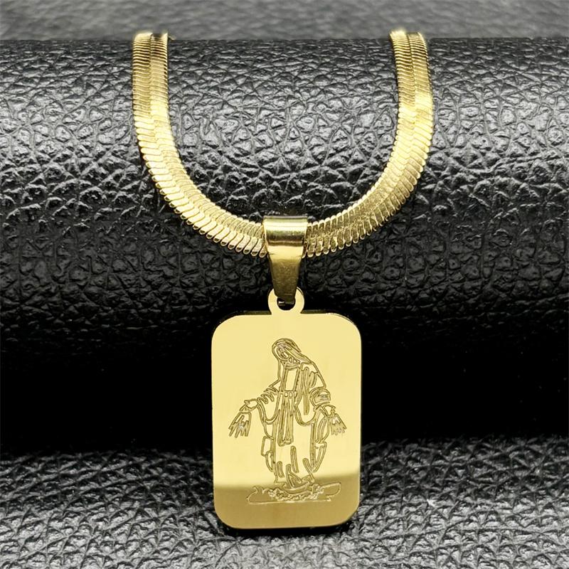 Religiöser Jungfrau Maria Anhänger Halskette für Frauen Männer Edelstahl Gold Silber Farbe Madonna Christliche Kette Halsketten Schmuck