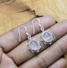 Solid 925 Sterling Silver Rose Quartz Gemstone Bezel Earring, Gift For Her Unique Gifts Dangle Earrings
