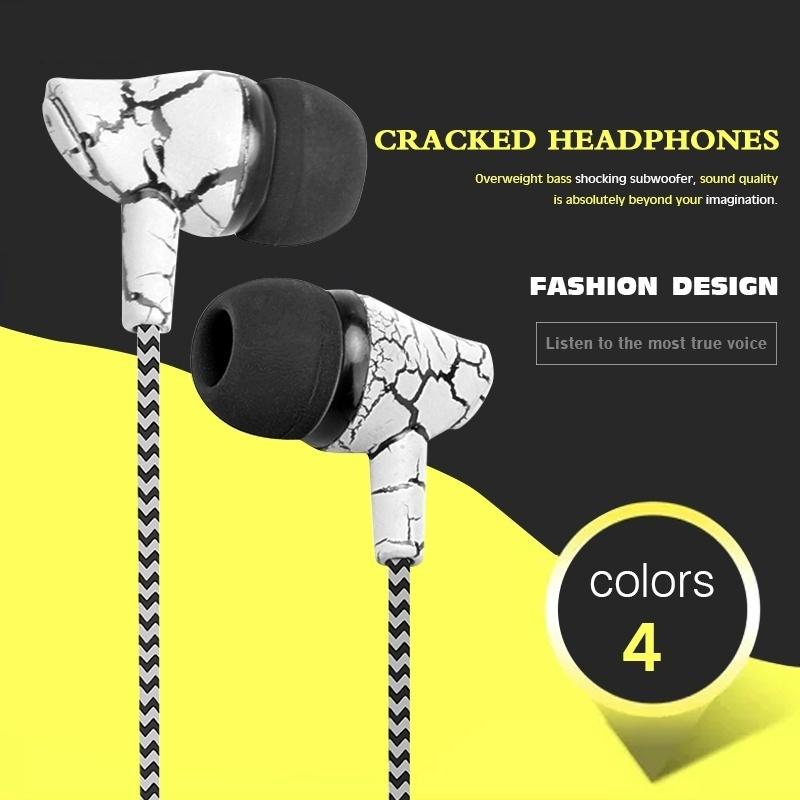 2018 New Sport Earphone Headset Super Bass 3.5mm Earphone Wired Crack Headset Button with Mic Handsfree Earphone for Samsung MP3 MP4