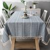 Nordic Christmas Table Cloth Hollow Fringed Tablecloth Solid Color Long Striped Jacquard Tablecloth