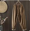 Winter Retro Cotton Quilted Elastic Waist Was Thin Harem Pants To Keep Warm and Thick Casual Trousers