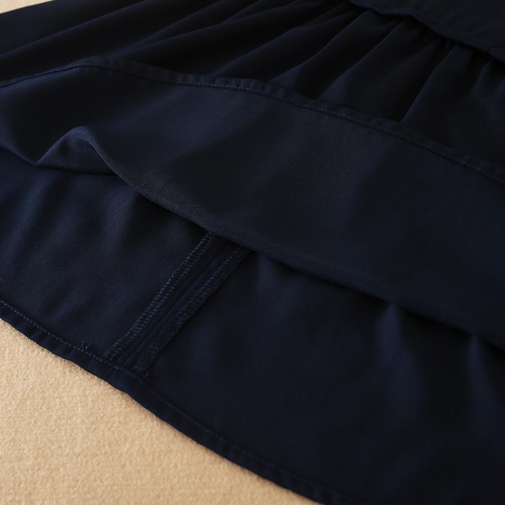 Girls Summer Dress 100% Cotton Navy Blue Clothes for Kids Aged 2-6 Years with White Collar Short Sleeves Children Dresses