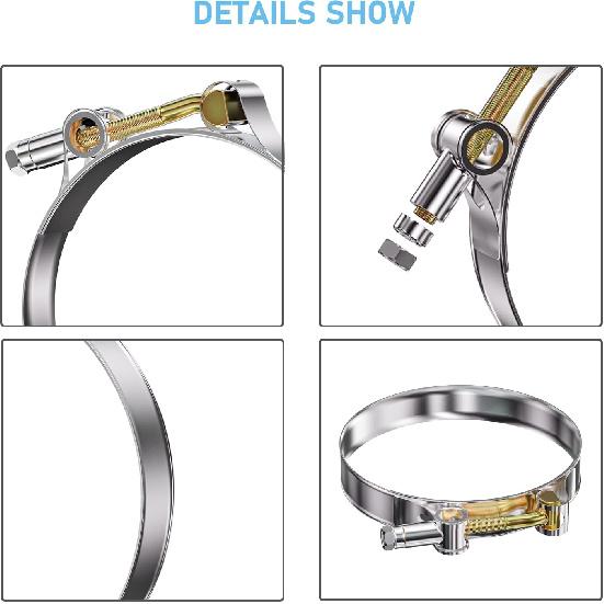 10Pack T Bolt Hose Clamp 46-52mm for 1.5" Hose ID, Stainless Steel Radiator Heavy Duty Hose Clamp Intake Clamp