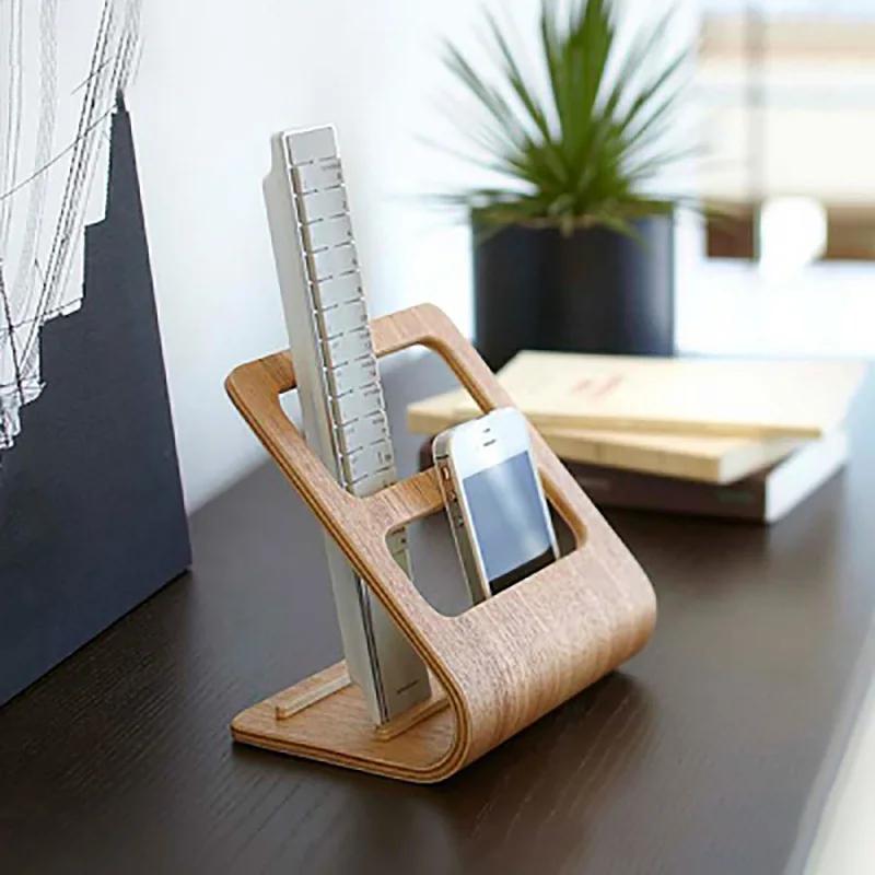 Desktop Coffee Table Storage Rack Home Living Room Multifunctional Remote Control Rack Universal Curved Wood Bracket Remote rack