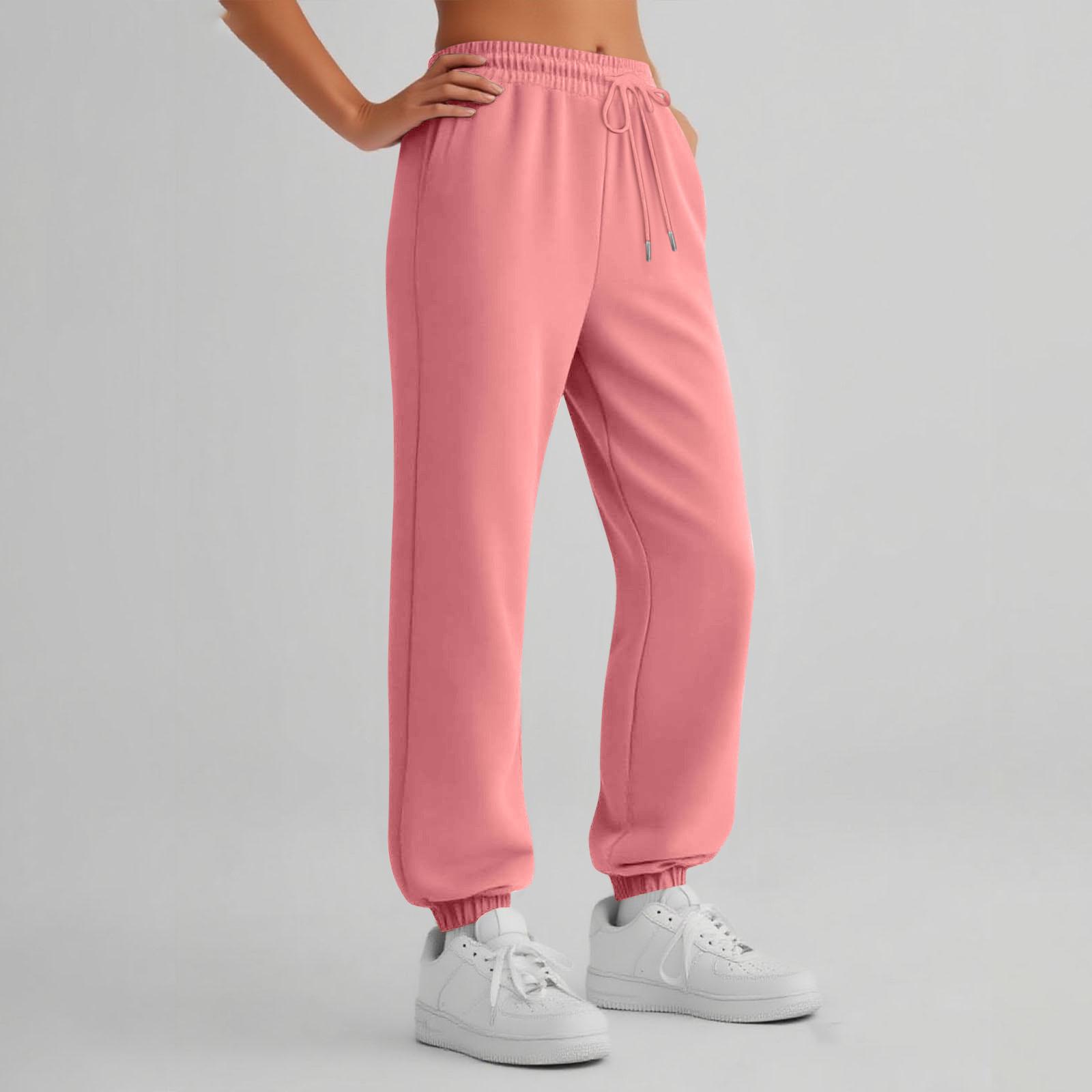 

Womens Sweatpants With Pockets Solid Color L рожевий