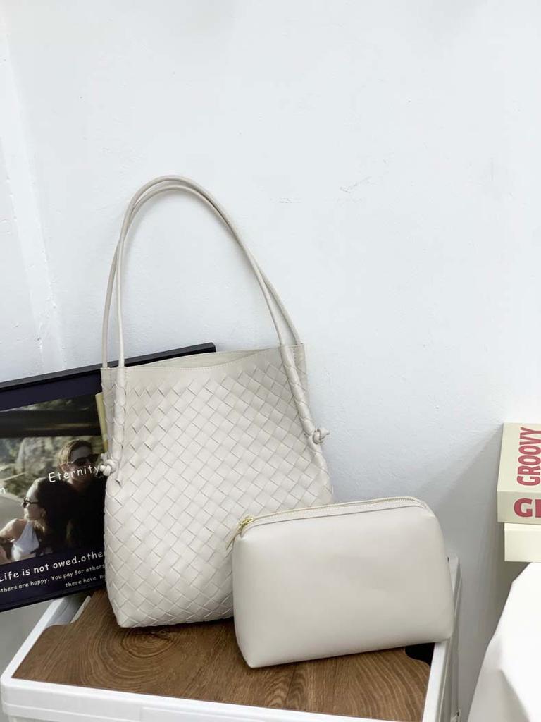 New knot leather woven shopping bag mother and child bag tote bag commuter large capacity underarm shoulder bag women