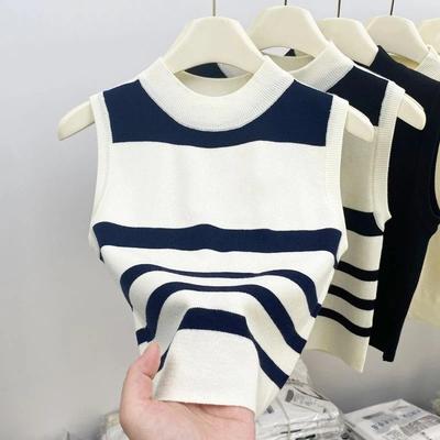 Knitted Suspender Outer Top, Ice Silk Trendy New Base, Sleeveless Vest Inside, Women's Summer Top