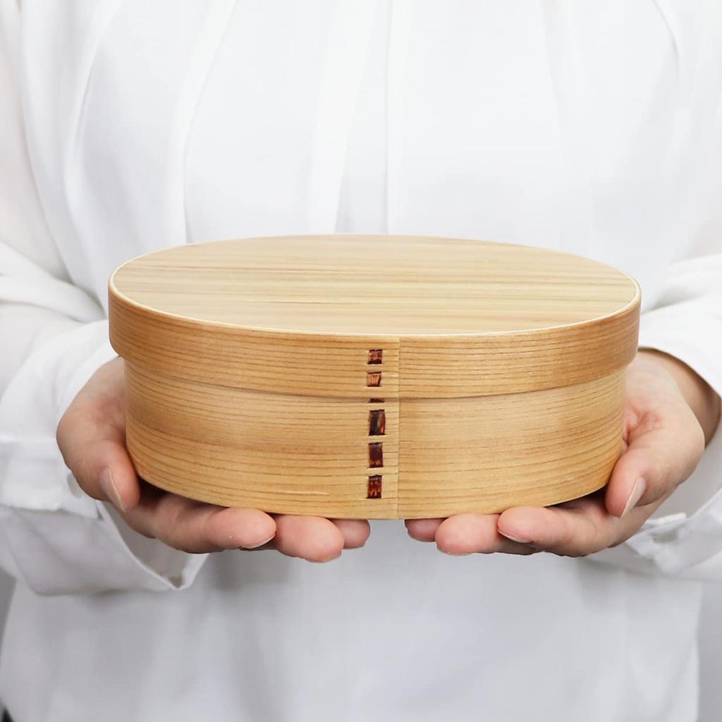 Osaka Choseido Magewappa Bento Box with Dividers and Lunch Band Brown (Oval, 550cc, Band)