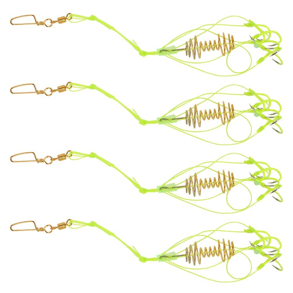 4PCS PE Carp Fishing Baits Hook with Spring Feeder Fishing Hook Carp Jig Hooks Grass Carp Fishing