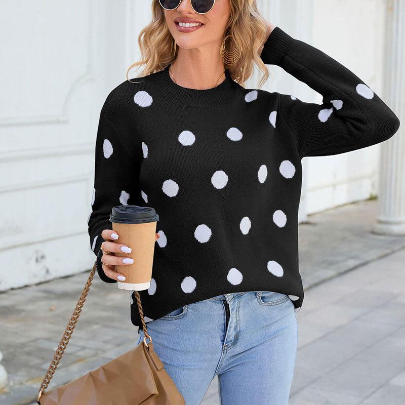 Women's Fall/winter Loose Jacquard Crew-neck Knitted Long Beard Sweater