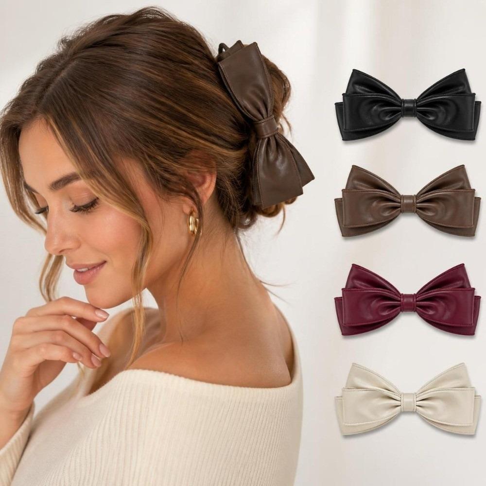 Non-Slip Bow Hair Clips Satin Back Hair Clamp Minimalist Ponytail Holder Daily Wear
