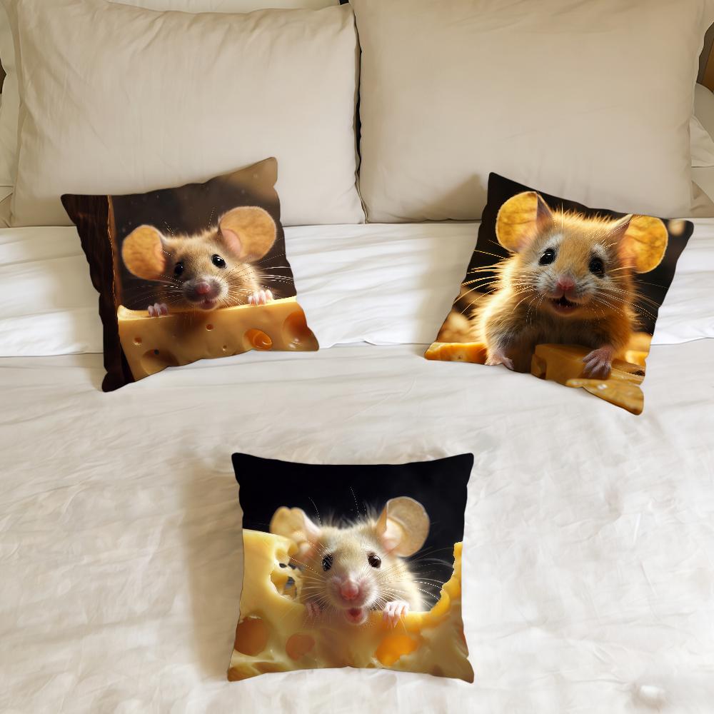 Cute Mouse Cheese Cushion Cover Home Office Birthday Anniversary Gifts Soft Skin Friendly Cushion Cover