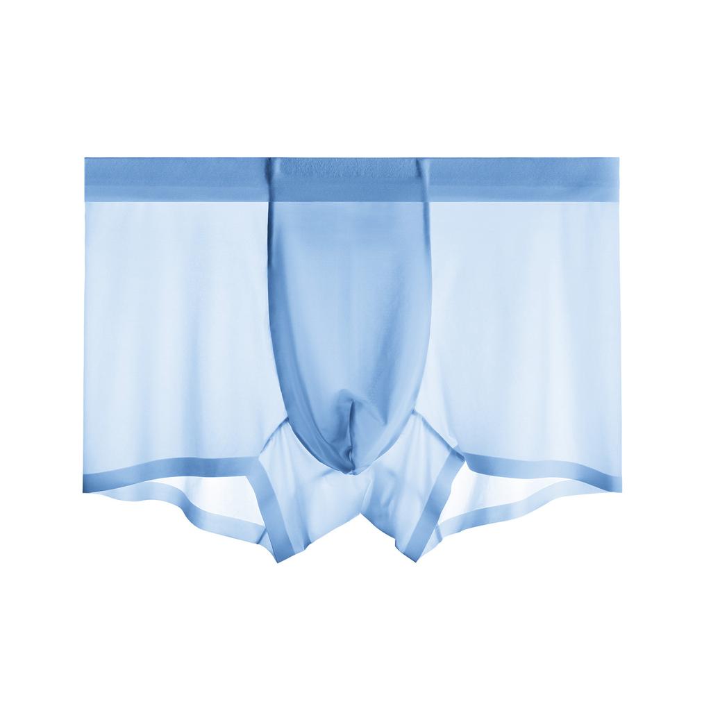 Summer Men Silk Cool Boxer Briefs Sexy Transparent Seamless Underwear