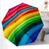 1pc Rainbow Stripes Auto-Fold Umbrella with One-Touch Open/Close - 8 Reinforced Ribs for Windproof Stability,  Yy251118205