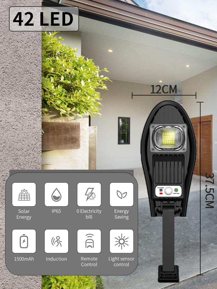 

Мощный солнечный светодиодный светильник для улицы, пульт дистанционного управления, солнечная лампа, датчик движения, солнечный свет, прожекторы, IP65, двор, сад, настенные уличные фонари 42leds