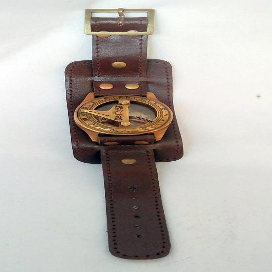 Sonnenuhr aus Messing, Armbanduhr, Sonnenuhr, Kompass, Sammlerstück, braunes Finish, beste