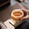 Wang Wenke Mutton Fat Jade Ceramic Dragon Zen Teacup