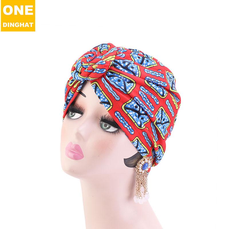 Geknotete Kopftuchmütze im afrikanischen Stil, bedruckte Donut-Kopfmütze im ethnischen Stil Tjm-342