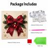 DIY 5D Pearl Painting Kit Framed with Red Christmas Bow Ornament Sparkling Bead Canvas Art Creative Gift for Holiday Room Decor