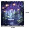 Enchanted Forest Shower Curtain Purple Wisteria Fantasy Garden Waterfall Fairy Tale Nature Scenery Fabric Bathroom Decor Set with Hooks(70" Wx70 H)