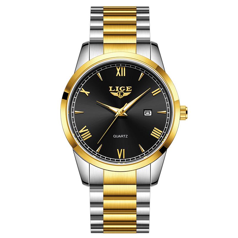 LIGE Original Fashion Watch Man Waterproof Luminous Date Men Watch Stainless Steel Quartz Business Men's Watches