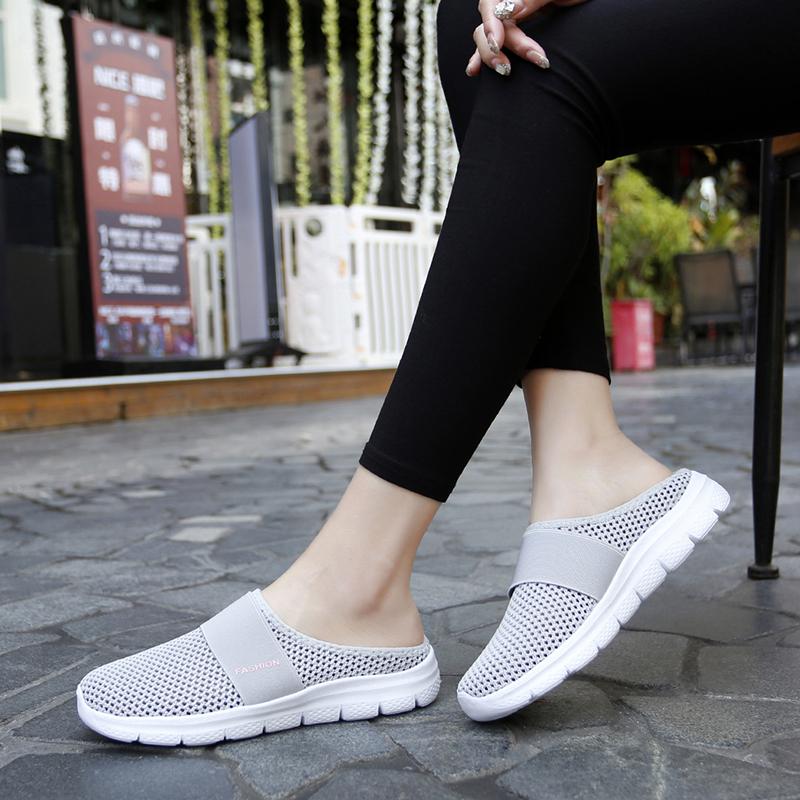 Women Slippers Casual Sandals  Backless Sneakers Summer Slip on Black Lightweight Orthopedic Shoes Large Size