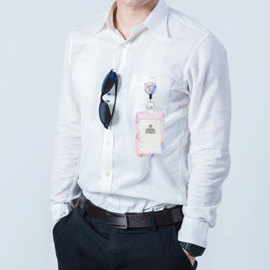 Smooth Surface ID Badge Holder Practical Full Coverage Fixing Integrated Work Card Easy-to-pull Buckle