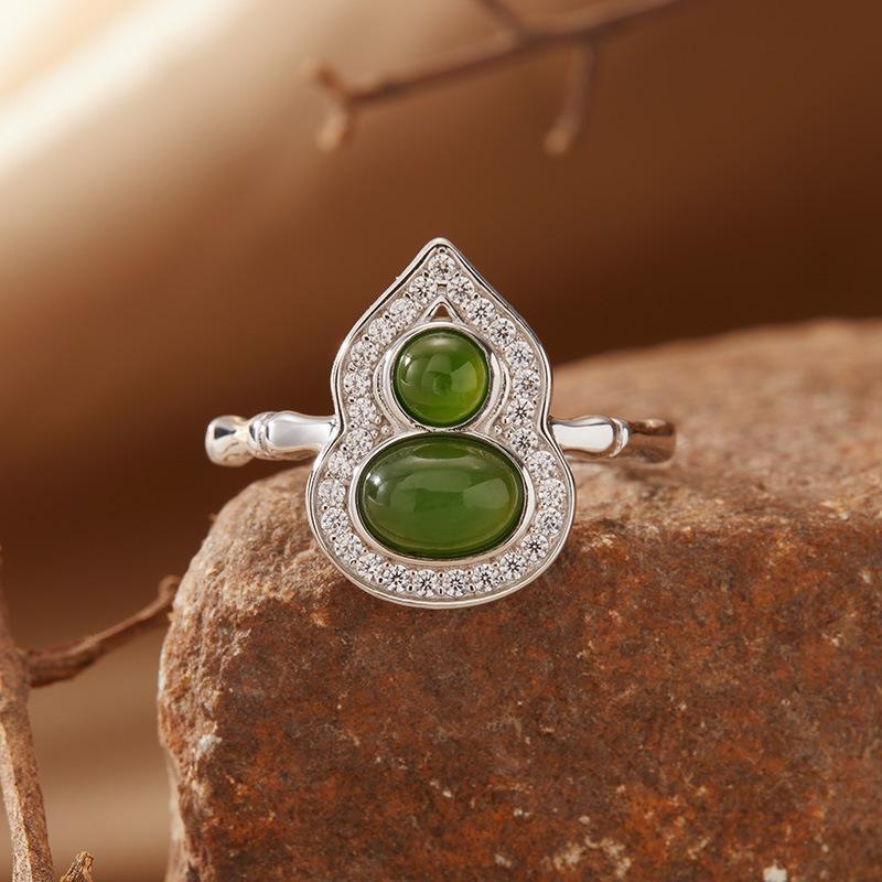 Natural Garnet Turquoise Hetian Jade Lapis Lazuli Nanhong Gourd Pendant Necklace Women'S Set S925 Sterling Silver Colored Treasure
