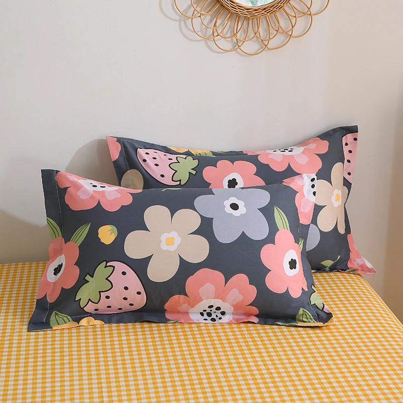 Cotton Printed Cartoon Pillowcase 2 Pieces Comfortable and Soft 48x74cm Pillow Cases