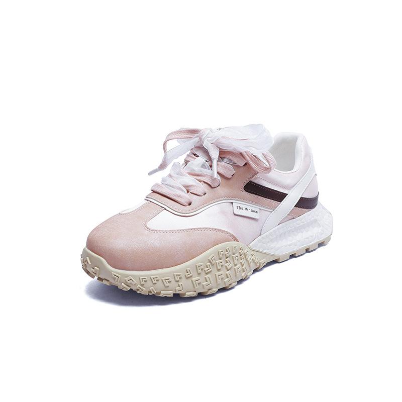 

Thick-soled heightening women s spring new leather satin breathable sneakers lightweight casual running shoes 40 розовый