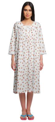 Printed Womena S Round Neck Nursing Sleepwear Cotton Nightdress