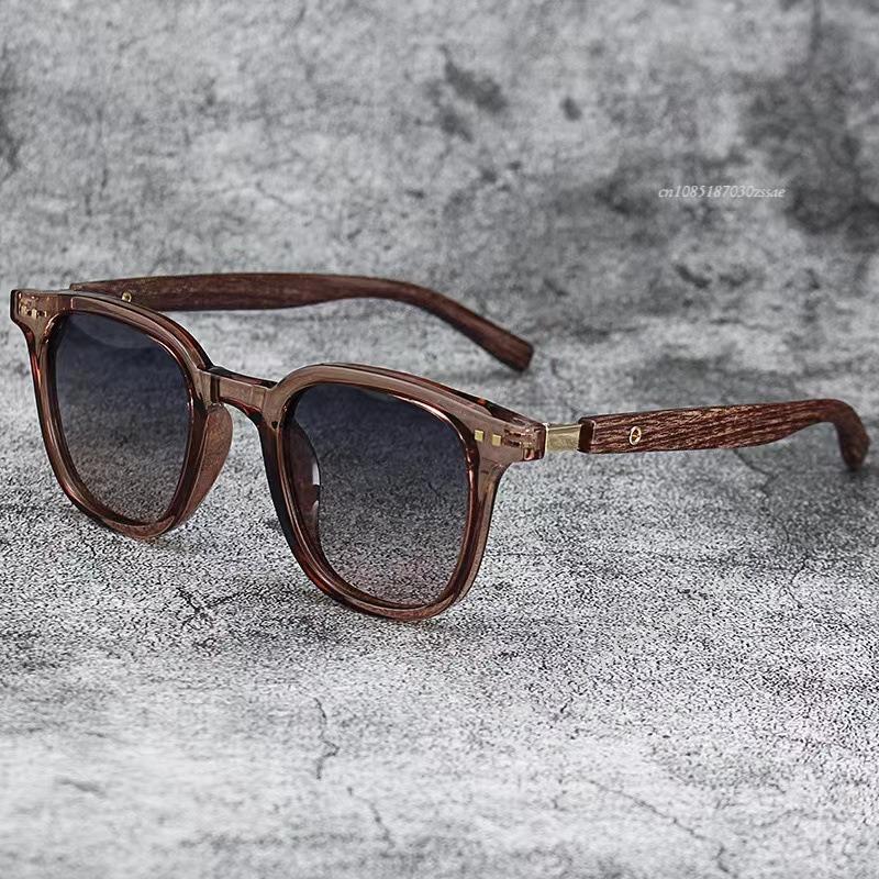 Trendy Wood Grain Sunglasses for Women Men Square Frame UV Protection Cycling Outdoor Street Fashion