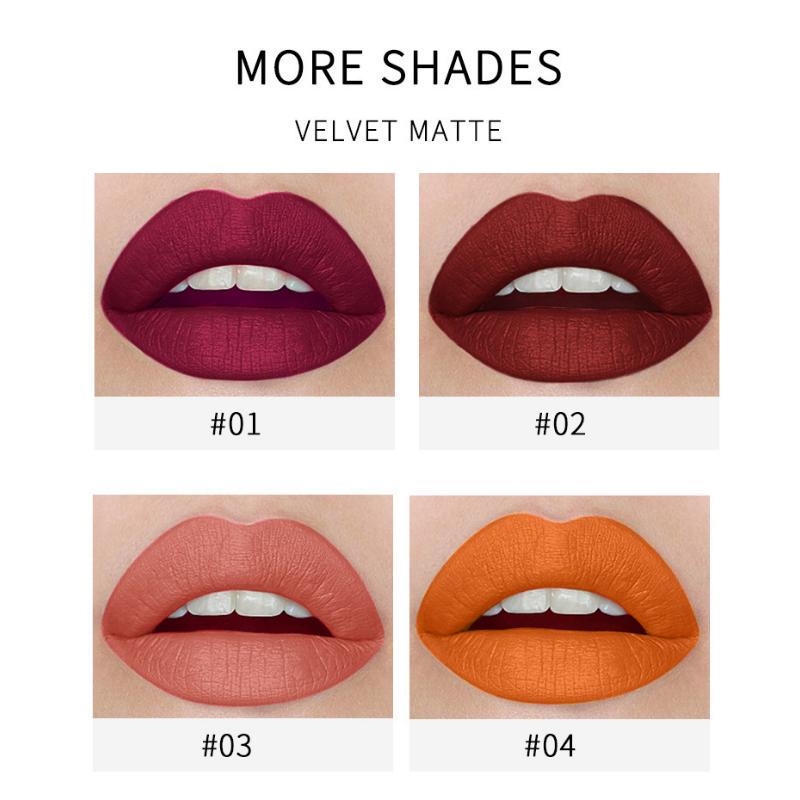 VIBELY Small Tube Matte Lipstick 4pcs Boxed Not Easy To Fall Off Color Velvet Not Fall Off Color Makeup