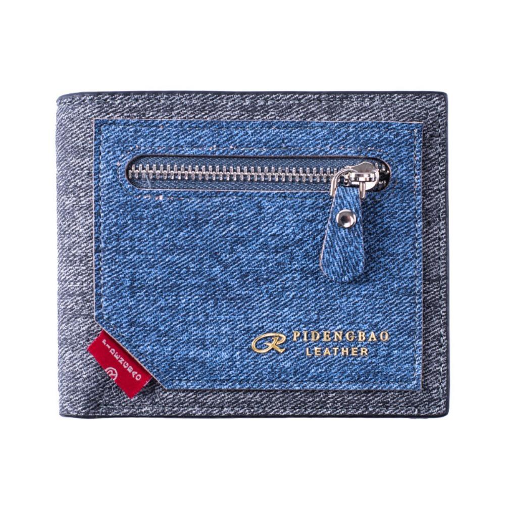 Leisure Men's Short Purse PU Leather Men's Card Holder Two Fold Wallet Men's Hand Bag