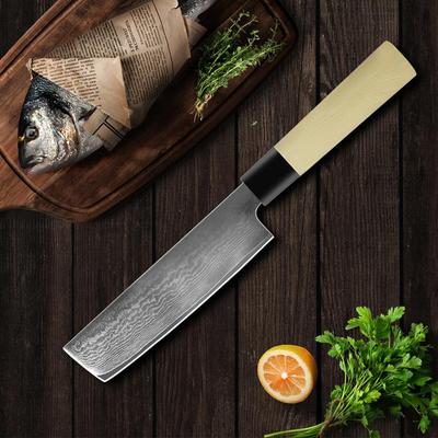 Damascus Steel Nakiri Knife Japanese Kitchen Knives Meat Cleaver Knife Vegetable Cutter Slicer