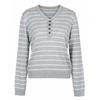 Shop Women Korea V Henley STripe Season Ls KniT T Gray Frb Wkn260124