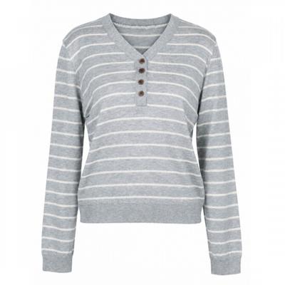 Shop   Women Korea V Henley STripe Season Ls KniT T Gray Frb Wkn260124    