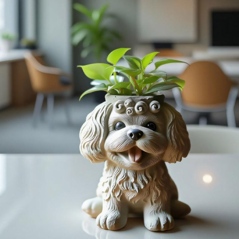 Silicone Flower Pot Mold With Adorable Dog Design Multi Purpose Crafting Tool For Cement Plaster Resin Projects