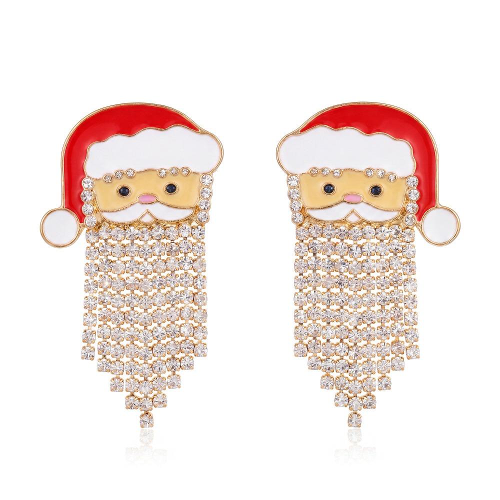 1 Pair Sparkling Christmas Drop Earrings Cute Santa Claus Dangle Earring  Gifts