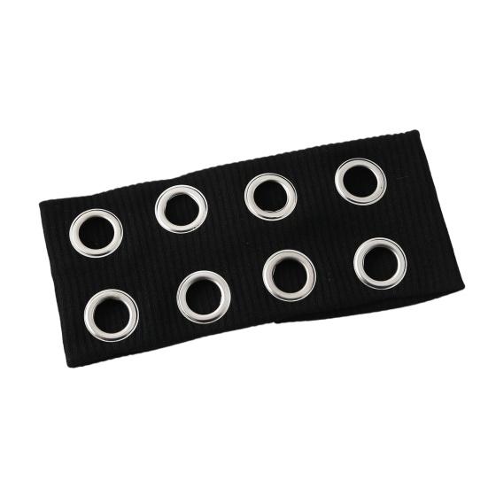 

Women Hair Band Pure Color Metal Holes Decor Wide Hairband Gym Casual Headwrap Stretchy Hair чорний