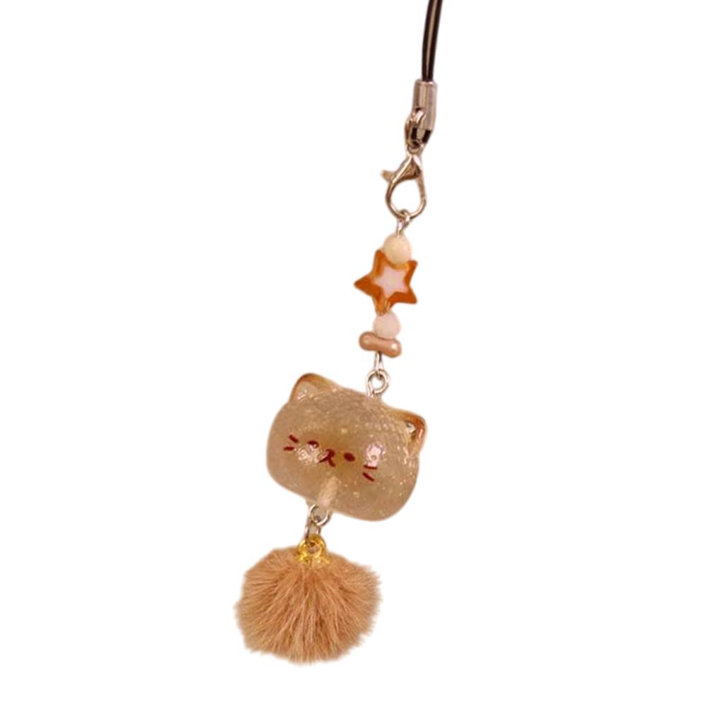 Cute Cat Key Lanyard Wrist Strap Phone Lanyard Cartoon Phone Charm Resin Texture Perfect for Bags Phones and Keys