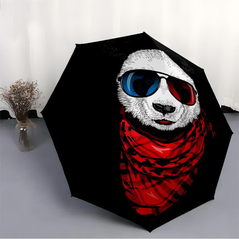 1pc Panda Sunglasses Auto Open/close, All-Season Portable Folding Umbrella for Women & Men, Travel, Everyday, Formal Events - Compact Luxury Parasol,