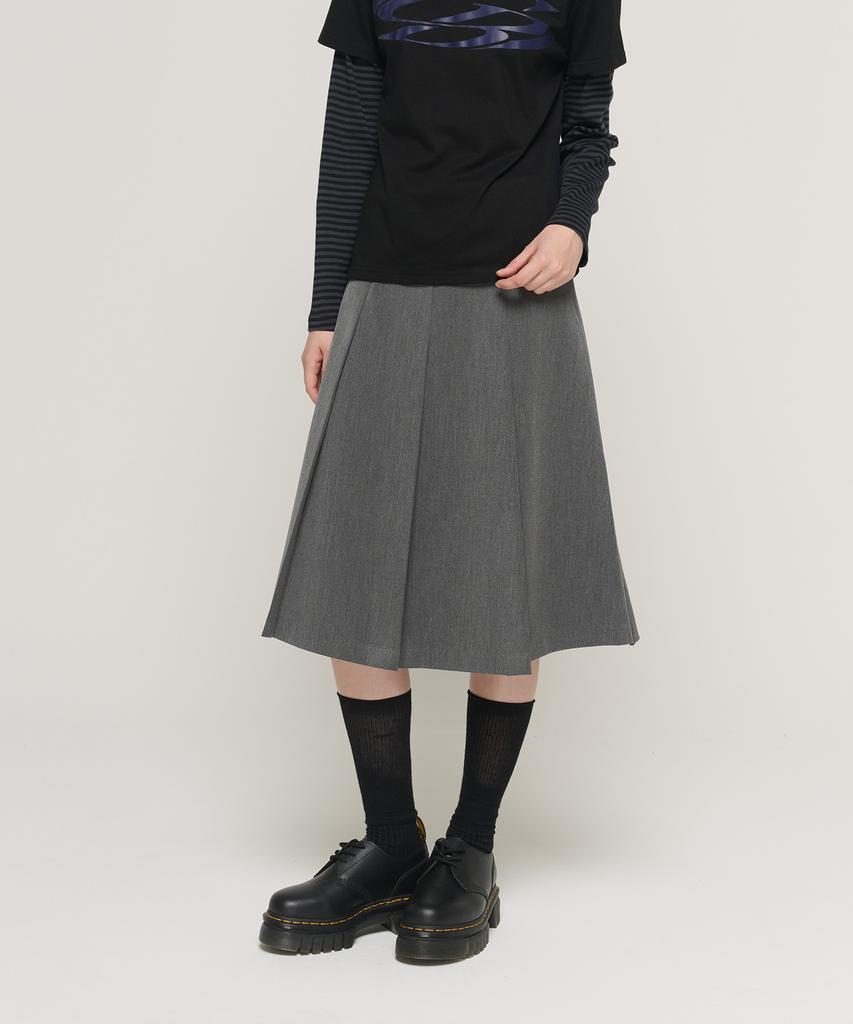 Cargo Bros For Woman A-Line Midi Pleated Skirt (Gray)