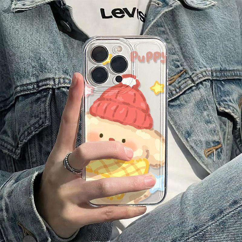 Cute graffiti puppy for iPhone17promax iPhone 16 case 14/13 niche 15 fine holes x