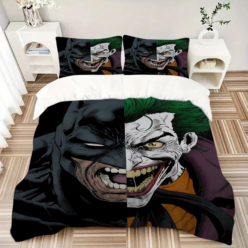 3pcs Batman Joker Bedding Set, Soft Polyester Duvet Cover and Pillowcases Machine Washable Seasons all suitable & Guest Room Decor311