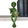 Funny Alien Statue Sculpture Garden Landscaping Yard Art Ornament Resin Beer Drinking Alien Sculpture Desktop Decoration